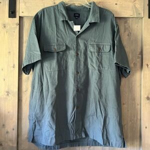 J.Crew Casual Button Down Shirt Textured Corduroy Camp Shirt Blue Men's XXL